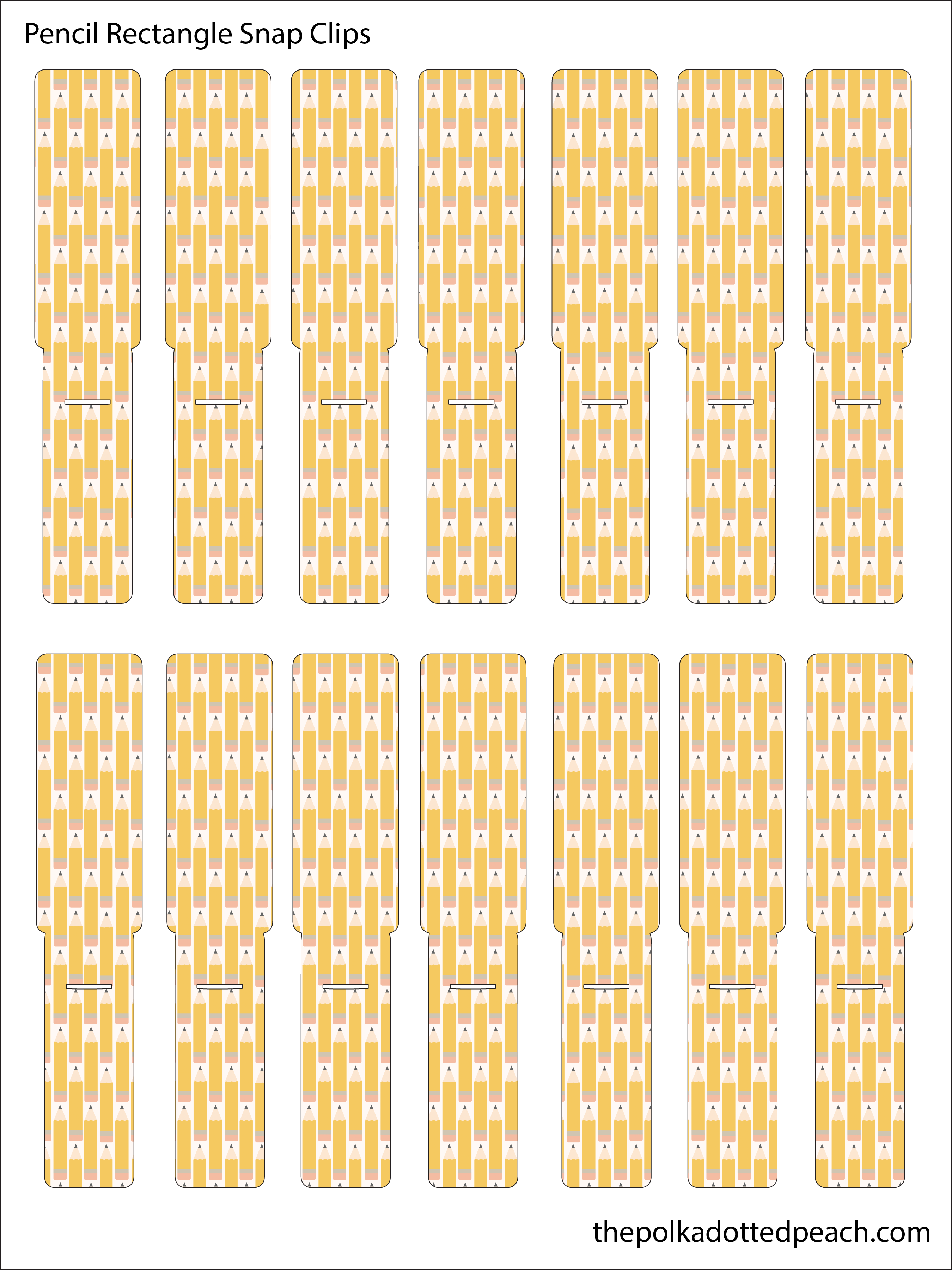 Pencil Rectangle Snap Clips Handcut Sheet – The Polka Dotted Peach ...