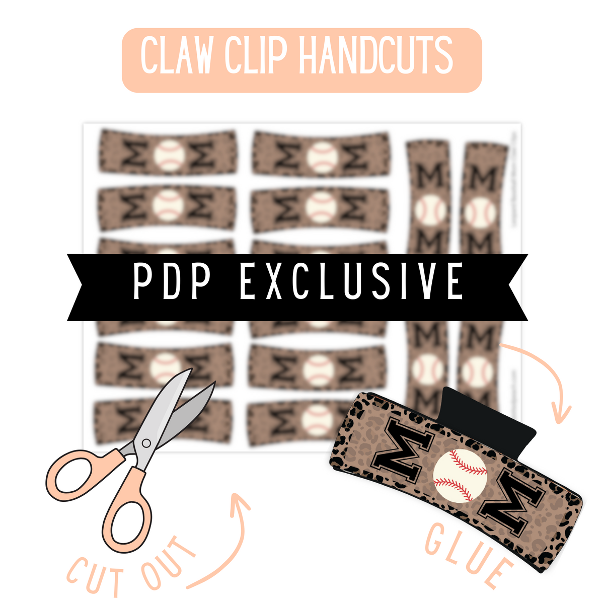 Leopard Baseball Mom Claw Clip Handcut – The Polka Dotted Peach Supply Co.